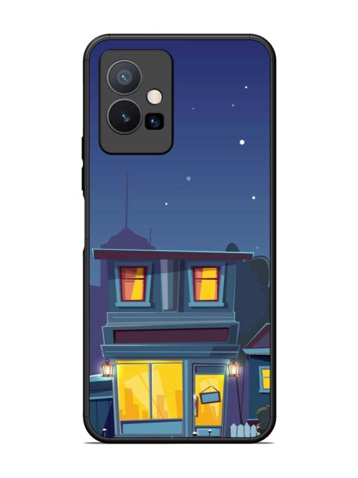 Vector Night House Glossy Metal Phone Cover for Vivo Y75 (5G) Zapvi