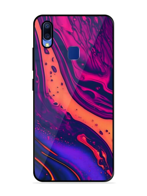 Fluid Blue Pink Art Glossy Metal Phone Cover for Vivo Y95 Zapvi