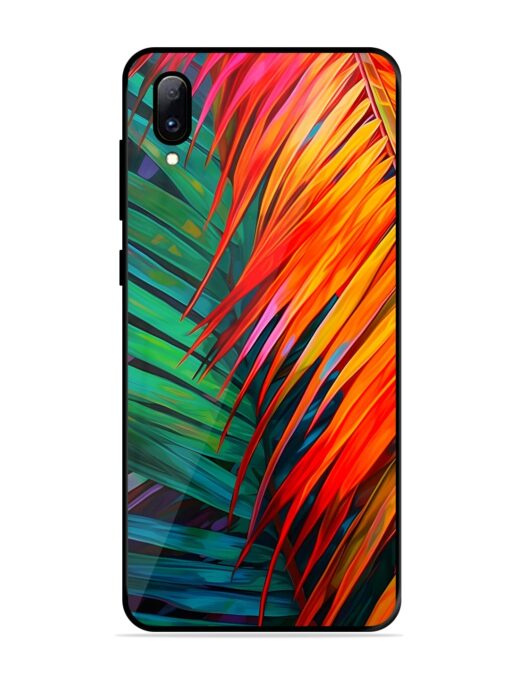 Painted Tropical Leaves Glossy Metal Phone Cover for Vivo Y97