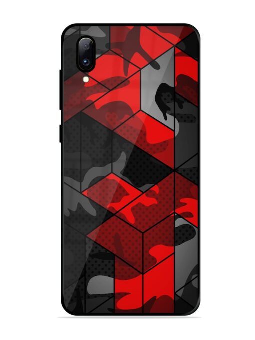 Royal Red Camouflage Pattern Glossy Metal Phone Cover for Vivo Y97