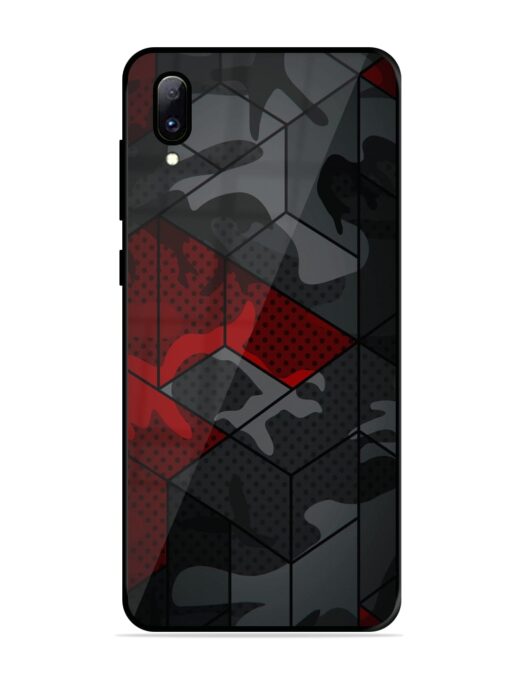 Red And Grey Pattern Glossy Metal Phone Cover for Vivo Y97 Zapvi