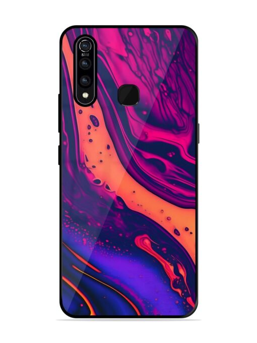 Fluid Blue Pink Art Glossy Metal Phone Cover for Vivo Z1 Pro Zapvi