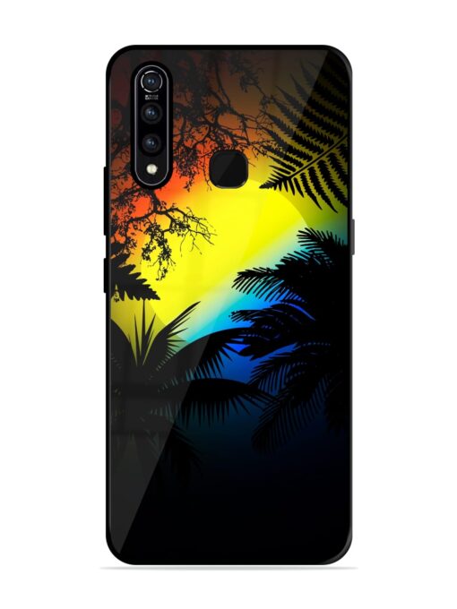 Colorful Sunset With Palm Trees Glossy Metal Phone Cover for Vivo Z1 Pro