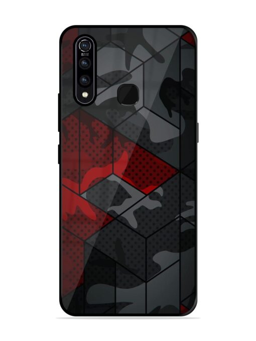 Red And Grey Pattern Glossy Metal Phone Cover for Vivo Z1 Pro Zapvi