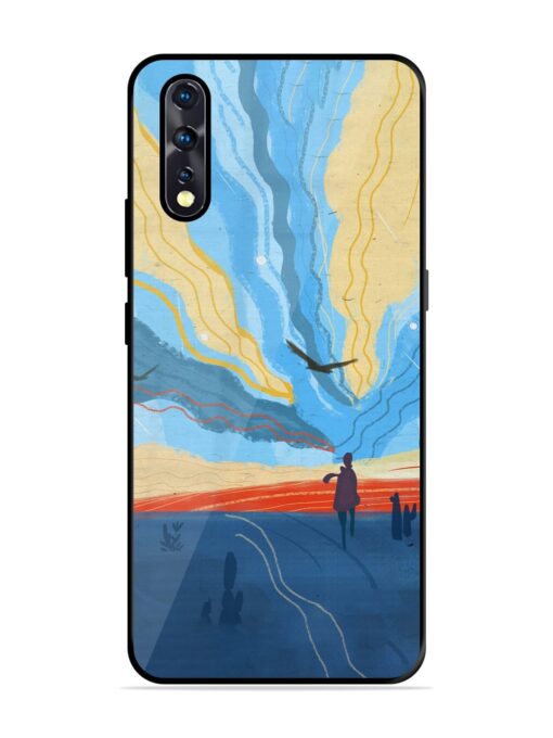 Minimal Abstract Landscape Glossy Metal Phone Cover for Vivo Z1X Zapvi