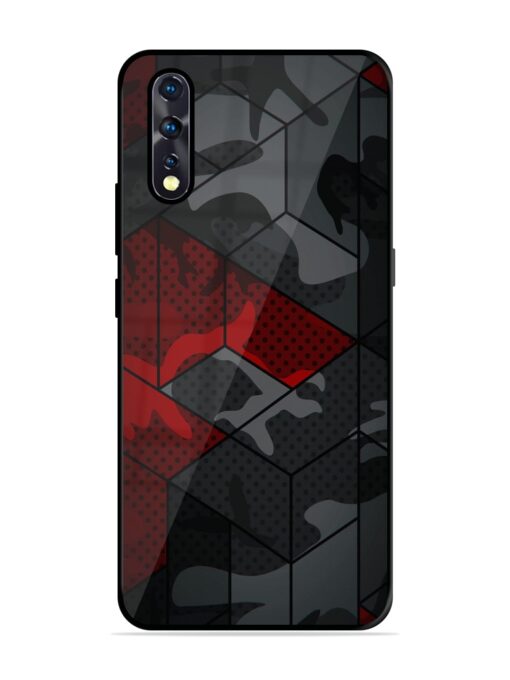 Red And Grey Pattern Glossy Metal Phone Cover for Vivo Z1X Zapvi