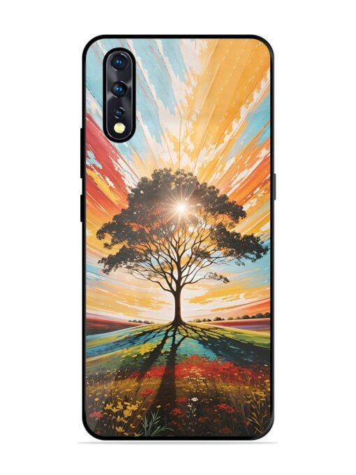 Abstract Tree Colorful Art Glossy Metal Phone Cover for Vivo Z1X Zapvi