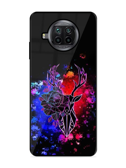 Floral Deer Art Glossy Metal Phone Cover for Xiaomi Mi 10I (5G)