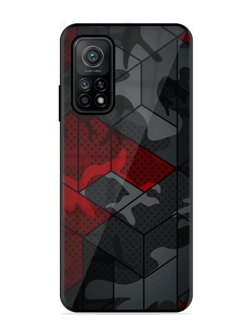 Red And Grey Pattern Glossy Metal Phone Cover for Xiaomi Mi 10T (5G) Zapvi