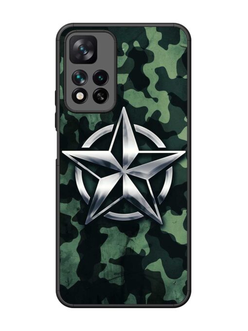 Indian Army Star Design Glossy Metal Phone Cover for Xiaomi Mi 11I Hypercharge (5G)