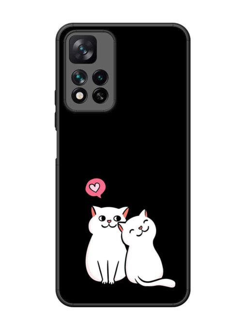 Cat Love Glossy Metal Phone Cover for Xiaomi Mi 11I Hypercharge (5G)