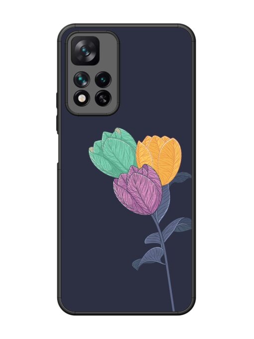 Flower Vector Glossy Metal Phone Cover for Xiaomi Mi 11I Hypercharge (5G)