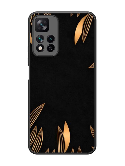 Golden Leaf Pattern Glossy Metal Phone Cover for Xiaomi Mi 11I Hypercharge (5G)