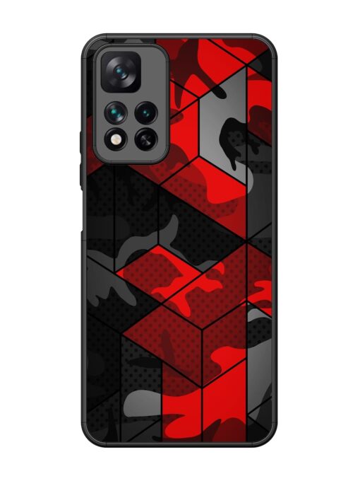 Royal Red Camouflage Pattern Glossy Metal Phone Cover for Xiaomi Mi 11I Hypercharge (5G) Zapvi