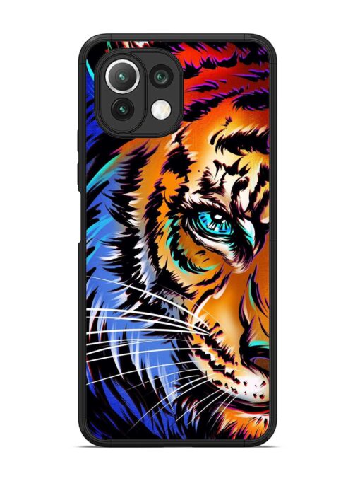 Colorful Lion Art Glossy Metal Phone Cover for Xiaomi Mi 11 Lite Zapvi