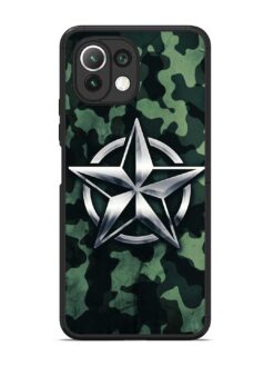 Indian Army Star Design Glossy Metal Phone Cover for Xiaomi Mi 11 Lite