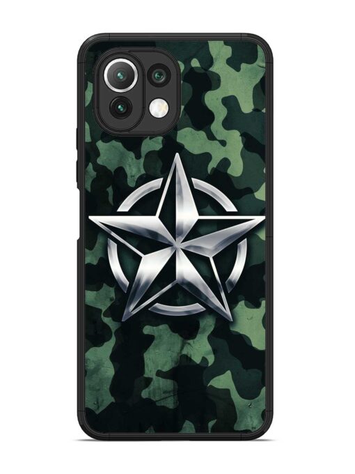 Indian Army Star Design Glossy Metal Phone Cover for Xiaomi Mi 11 Lite Zapvi