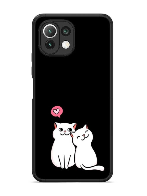 Cat Love Glossy Metal Phone Cover for Xiaomi Mi 11 Lite Zapvi