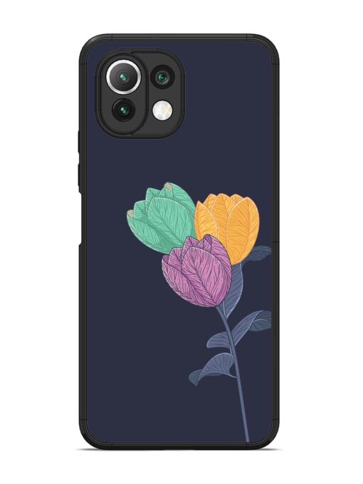 Flower Vector Glossy Metal Phone Cover for Xiaomi Mi 11 Lite Zapvi