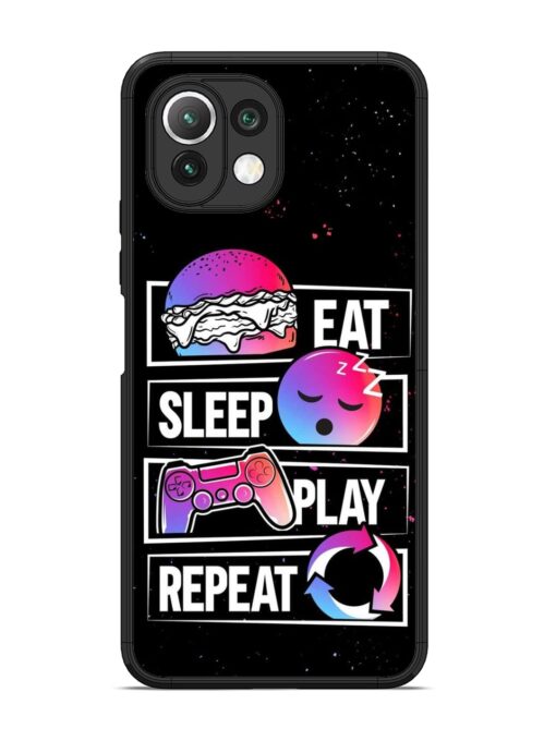 Eat Sleep Play Repeat Glossy Metal Phone Cover for Xiaomi Mi 11 Lite Zapvi