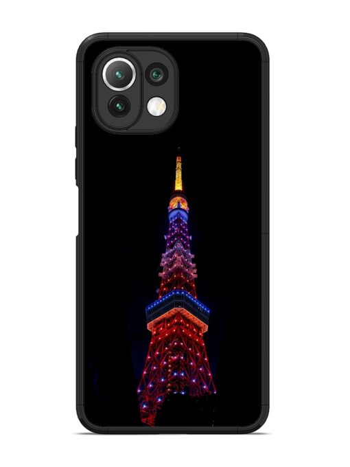 Eiffel Tower Night View Glossy Metal Phone Cover for Xiaomi Mi 11 Lite Zapvi