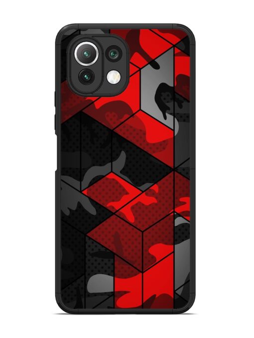 Royal Red Camouflage Pattern Glossy Metal Phone Cover for Xiaomi Mi 11 Lite Zapvi