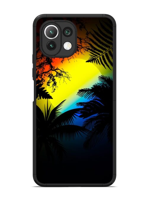 Colorful Sunset With Palm Trees Glossy Metal Phone Cover for Xiaomi Mi 11 Lite Zapvi