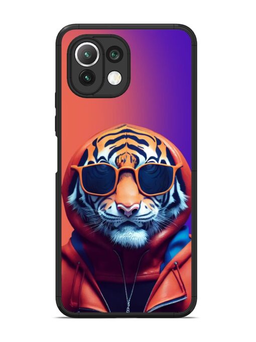 Tiger Animation Glossy Metal Phone Cover for Xiaomi Mi 11 Lite Zapvi