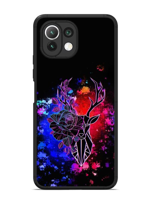 Floral Deer Art Glossy Metal Phone Cover for Xiaomi Mi 11 Lite Zapvi