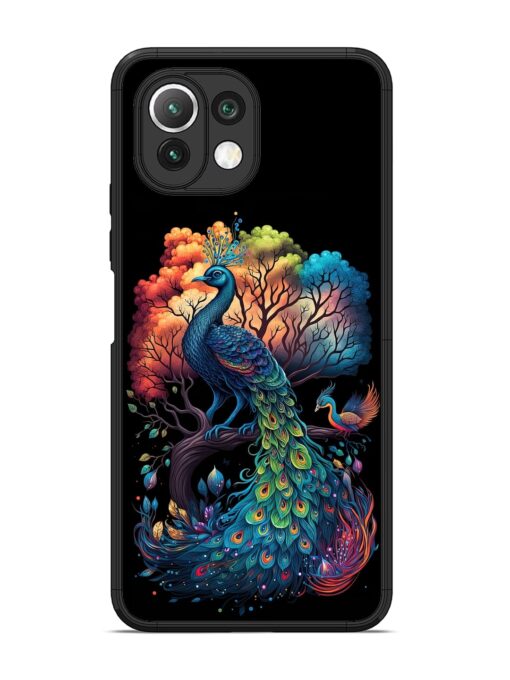 Peacock Tree Art Glossy Metal Phone Cover for Xiaomi Mi 11 Lite Zapvi