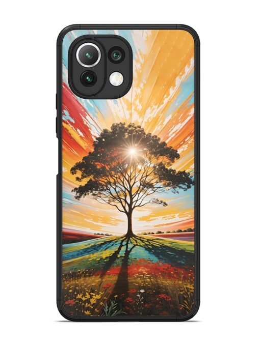 Abstract Tree Colorful Art Glossy Metal Phone Cover for Xiaomi Mi 11 Lite Zapvi