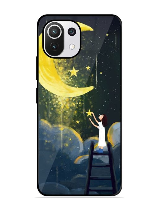 Moonlight Healing Night Illustration Glossy Metal TPU Phone Cover for Xiaomi Mi 11 Lite Ne (5G)