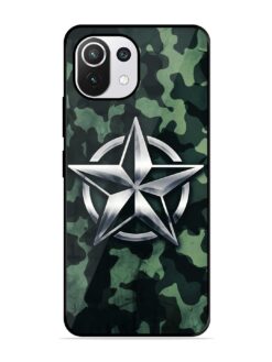 Indian Army Star Design Glossy Metal Phone Cover for Xiaomi Mi 11 Lite Ne (5G)