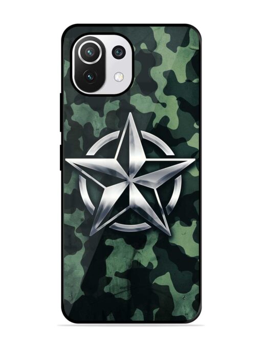 Indian Army Star Design Glossy Metal Phone Cover for Xiaomi Mi 11 Lite Ne (5G) Zapvi