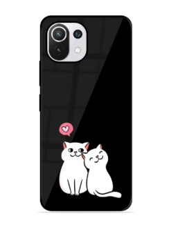 Cat Love Glossy Metal Phone Cover for Xiaomi Mi 11 Lite Ne (5G)