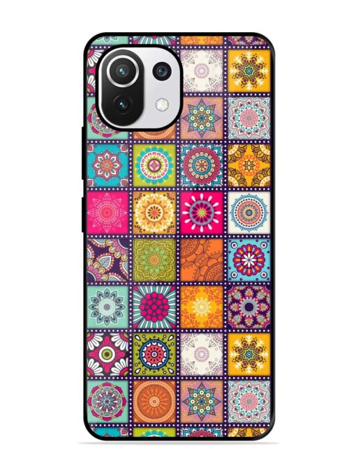 Seamless Pattern Vintage Glossy Metal Phone Cover for Xiaomi Mi 11 Lite Ne (5G)