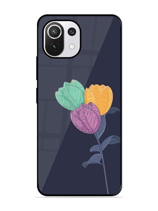 Flower Vector Glossy Metal Phone Cover for Xiaomi Mi 11 Lite Ne (5G) Zapvi