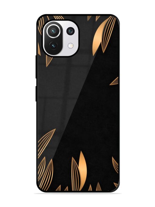 Golden Leaf Pattern Glossy Metal Phone Cover for Xiaomi Mi 11 Lite Ne (5G) Zapvi