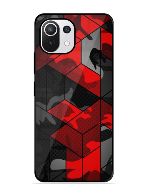 Royal Red Camouflage Pattern Glossy Metal Phone Cover for Xiaomi Mi 11 Lite Ne (5G)