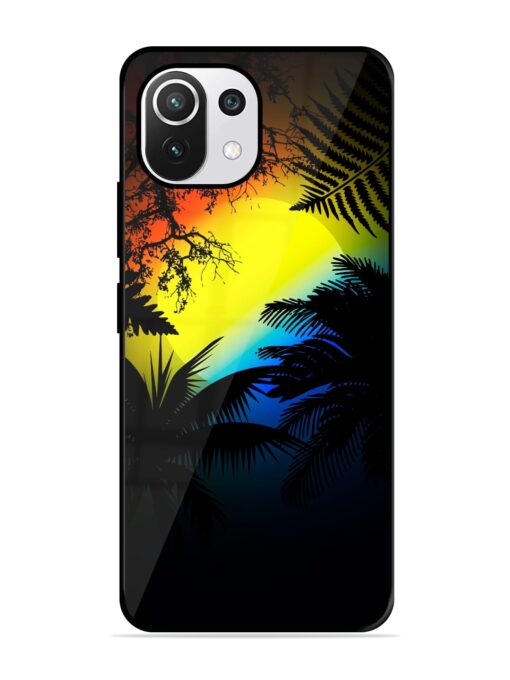 Colorful Sunset With Palm Trees Glossy Metal Phone Cover for Xiaomi Mi 11 Lite Ne (5G) Zapvi