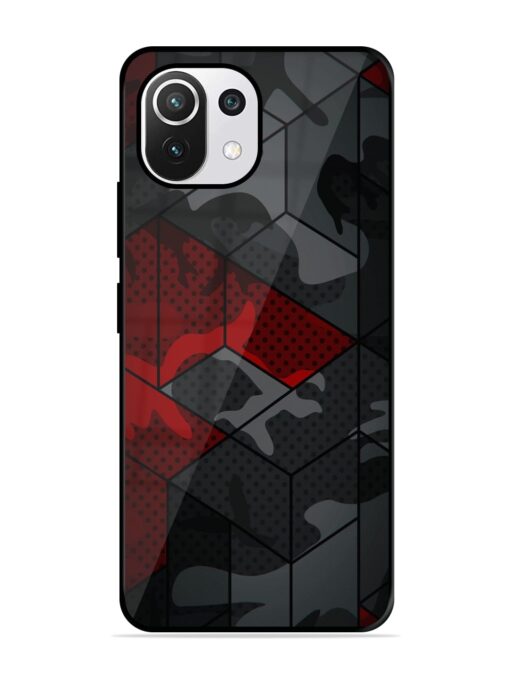 Red And Grey Pattern Glossy Metal Phone Cover for Xiaomi Mi 11 Lite Ne (5G) Zapvi