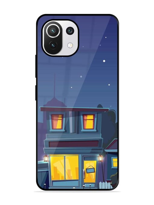 Vector Night House Glossy Metal Phone Cover for Xiaomi Mi 11 Lite Ne (5G) Zapvi