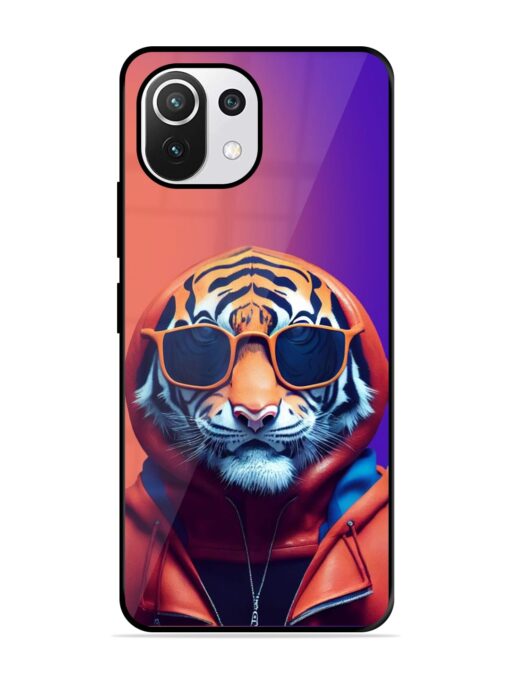 Tiger Animation Glossy Metal Phone Cover for Xiaomi Mi 11 Lite Ne (5G)