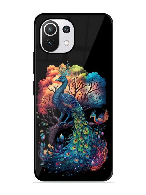 Peacock Tree Art Glossy Metal Phone Cover for Xiaomi Mi 11 Lite Ne (5G) Zapvi