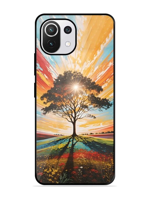 Abstract Tree Colorful Art Glossy Metal Phone Cover for Xiaomi Mi 11 Lite Ne (5G) Zapvi