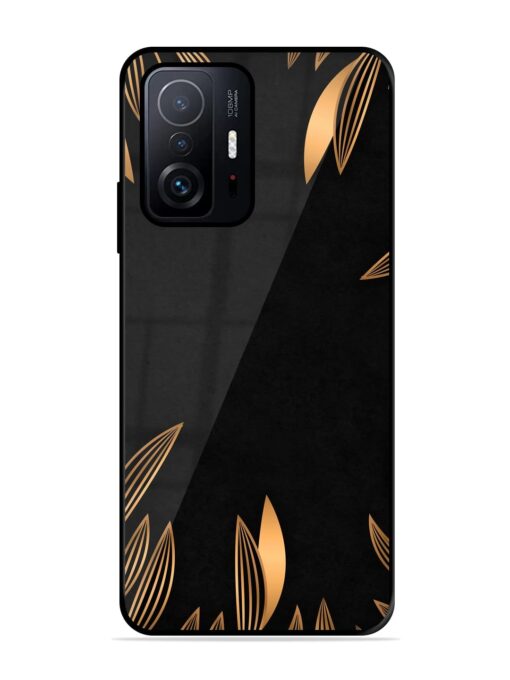 Golden Leaf Pattern Glossy Metal Phone Cover for Xiaomi Mi 11T Pro (5G) Zapvi