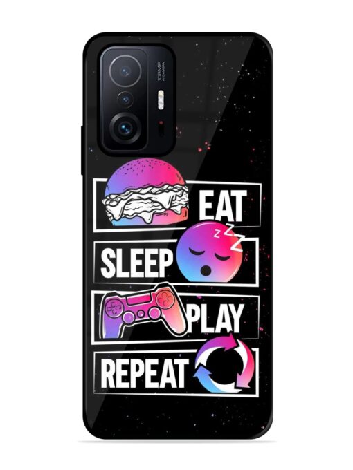 Eat Sleep Play Repeat Glossy Metal Phone Cover for Xiaomi Mi 11T Pro (5G) Zapvi