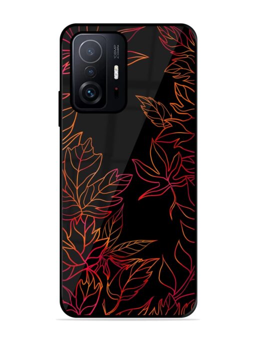 Red Floral Pattern Glossy Metal Phone Cover for Xiaomi Mi 11T Pro (5G) Zapvi