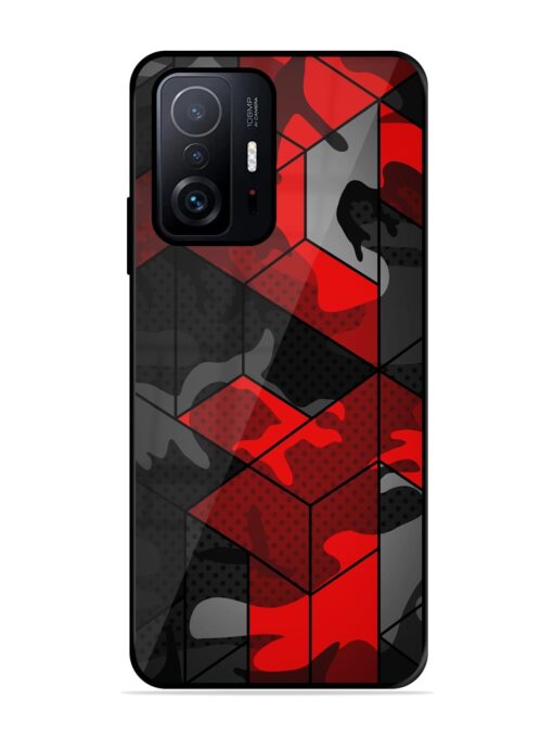 Royal Red Camouflage Pattern Glossy Metal Phone Cover for Xiaomi Mi 11T Pro (5G) Zapvi