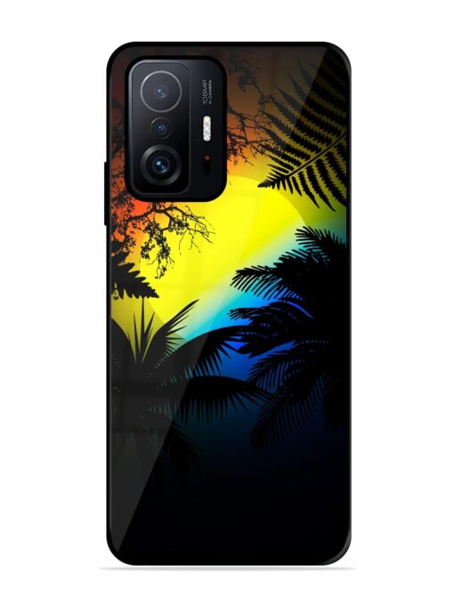 Colorful Sunset With Palm Trees Glossy Metal Phone Cover for Xiaomi Mi 11T Pro (5G) Zapvi